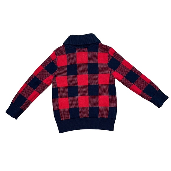 NWT GAP Plaid Cowl Neck Sweater 4T Navy Blue Red Holiday Buffalo Check Sweater - Picture 2 of 9